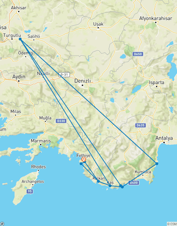 Naviguez en Turquie : Fethiye Kekova Fethiye Croisière en goélette mixte circuit