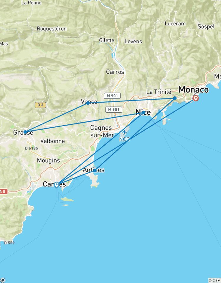 Côte d\'Azur - entre Monaco et St-Tropez circuit