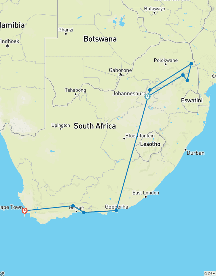 Afrique du Sud - côte sauvage et montagnes verdoyantes circuit