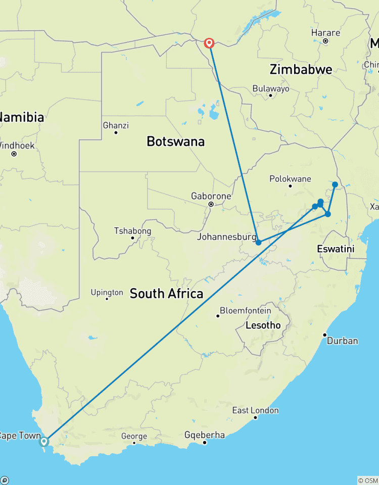 L\'Afrique du Sud et les chutes Victoria circuit