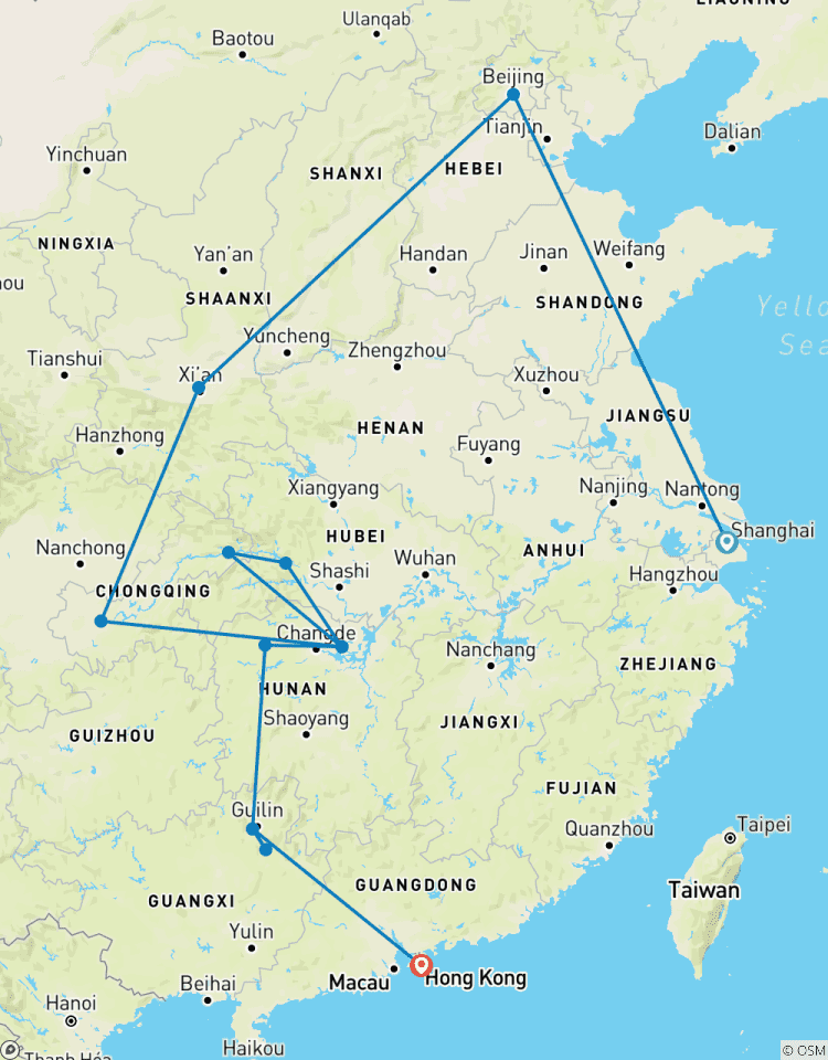 Les paysages poétiques de la Chine sur terre et sur mer circuit
