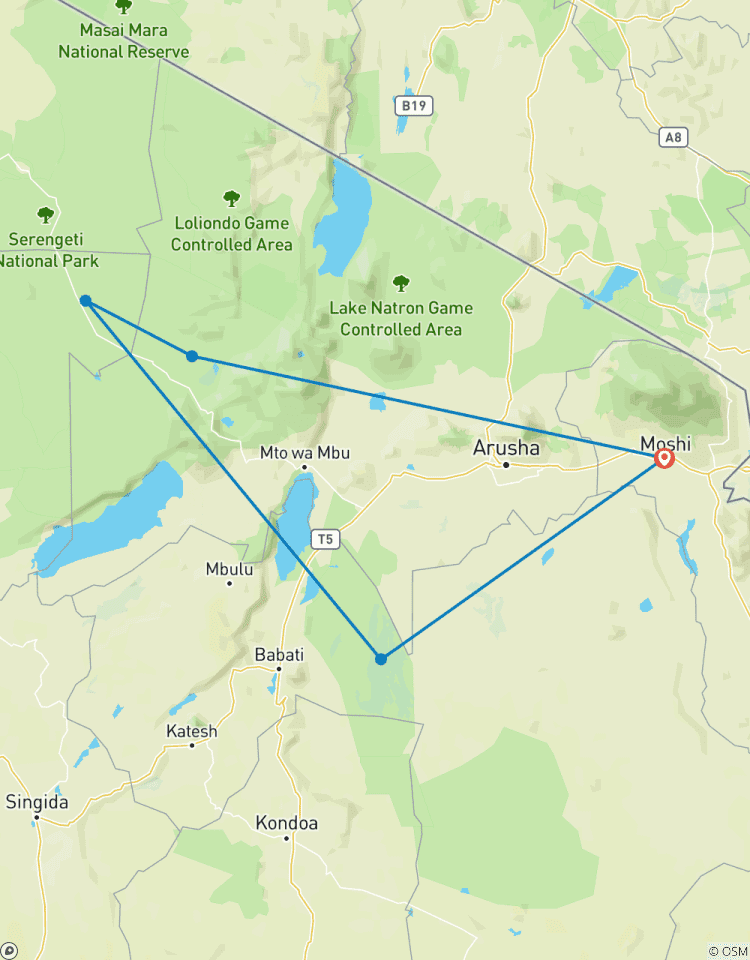 Circuito Maravilla de acampada de 5 días en Tarangire, Serengeti y Ngorongoro