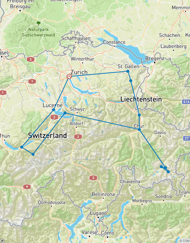 Circuito 6 días explorando los paisajes de Suiza desde Zúrich