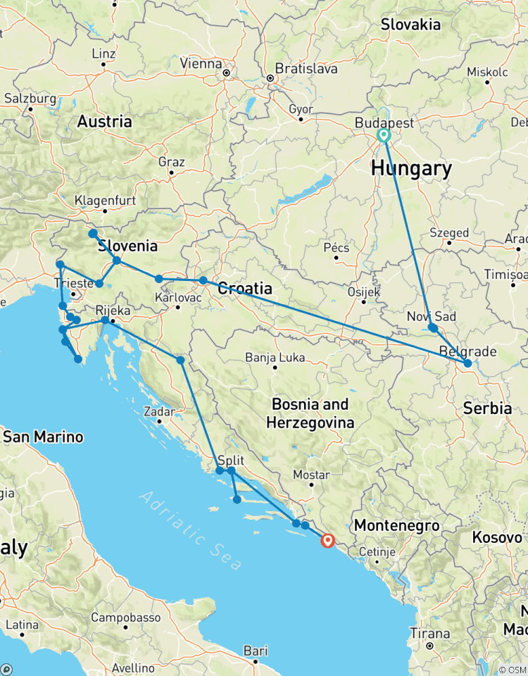 Privé - Balkans étendus de Budapest à Dubrovnik circuit