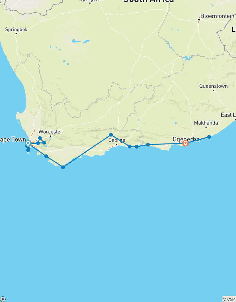 Circuito Ciudad del Cabo, Ruta Jardín y Cabo Oriental