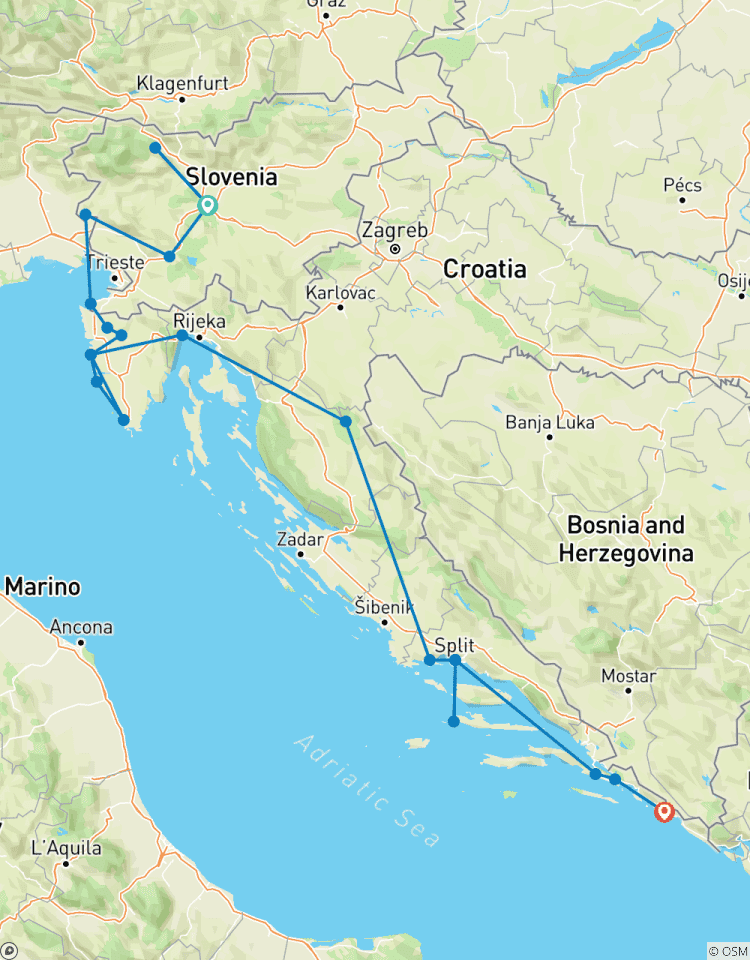 Privé - Balkan étendu de Ljubljana à Dubrovnik circuit