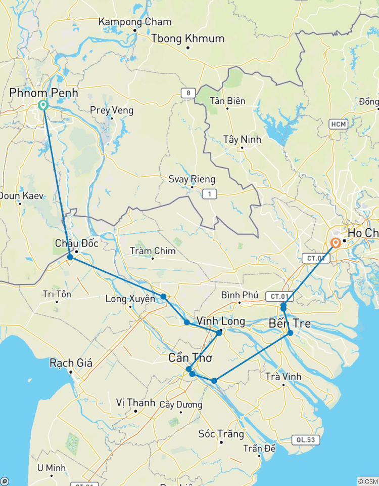 Circuito Ciclismo en el Delta del Mekong: Phnom Penh a Saigón 5 Días