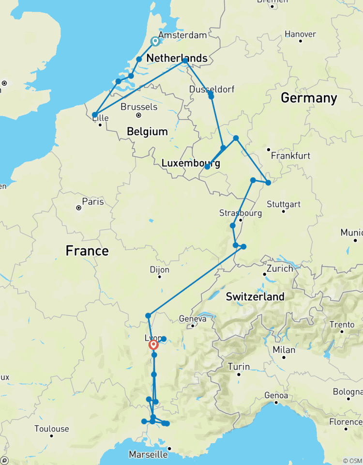 Merveilleuse Europe 2026 - 25 jours (from Amsterdam to Lyon) circuit