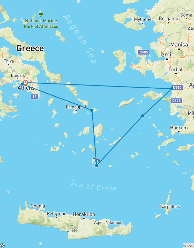 4 Day Cruise to Mykonos, Santorini, Patmos and Kusadasi (Turkey) from Athens. Tour