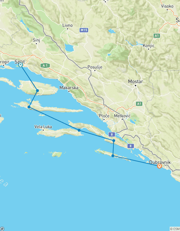 Wandelvakantie van de Kroatische eilanden van Split naar Dubrovnik-rondreis
