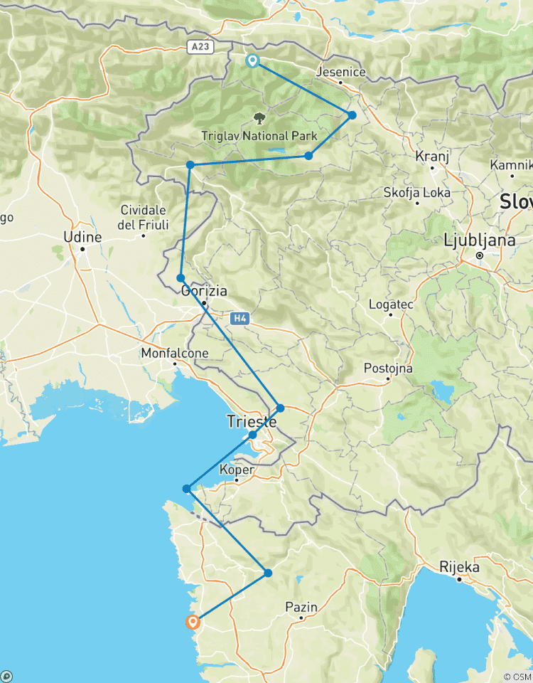 Cyclisme des Alpes à l\'Adriatique - du lac de Bled à Poreč via Parenzana circuit