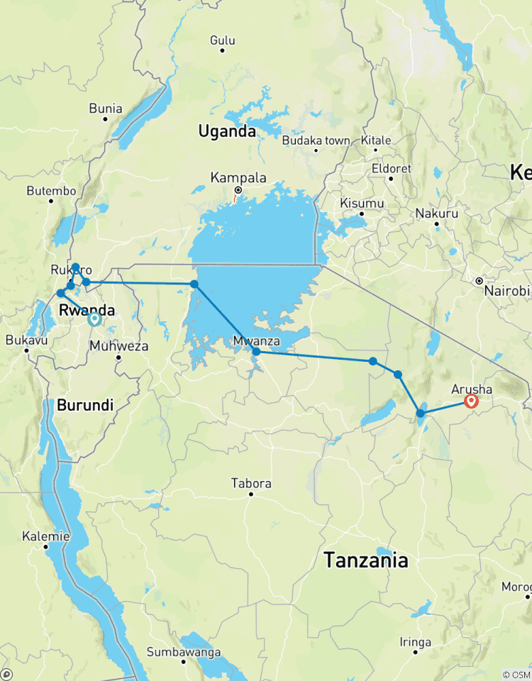 Circuito Safari de 8 días por Ruanda, Uganda, Tanzania, Gorilas y Vida Salvaje