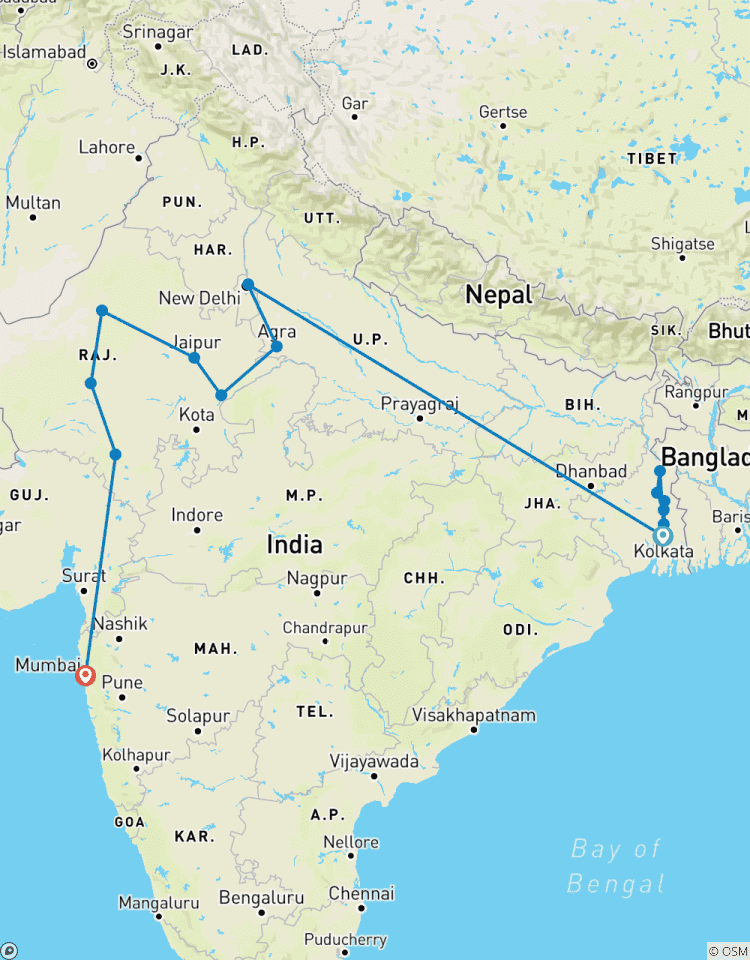 Kreuzfahrt & Bahn: Der heilige Ganges & der Maharadscha-Express (Kalkutta nach Mumbai, Rundreise