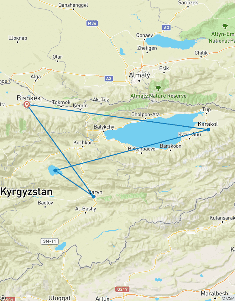 8 Tage 7 Nächte, Issyk-Kul, Sary-Jaz, Altyn-Arashan, Oguz Bashi, Son-Kul Rundreise