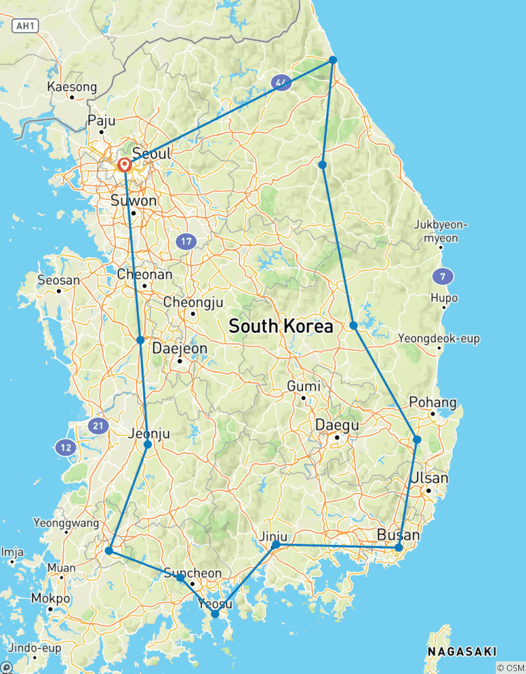 South Korea: Seoul, Gongju, Jeonju, Gwangju, Suncheon, Yeosu, Busan, Gyeongju - 5 days Tour