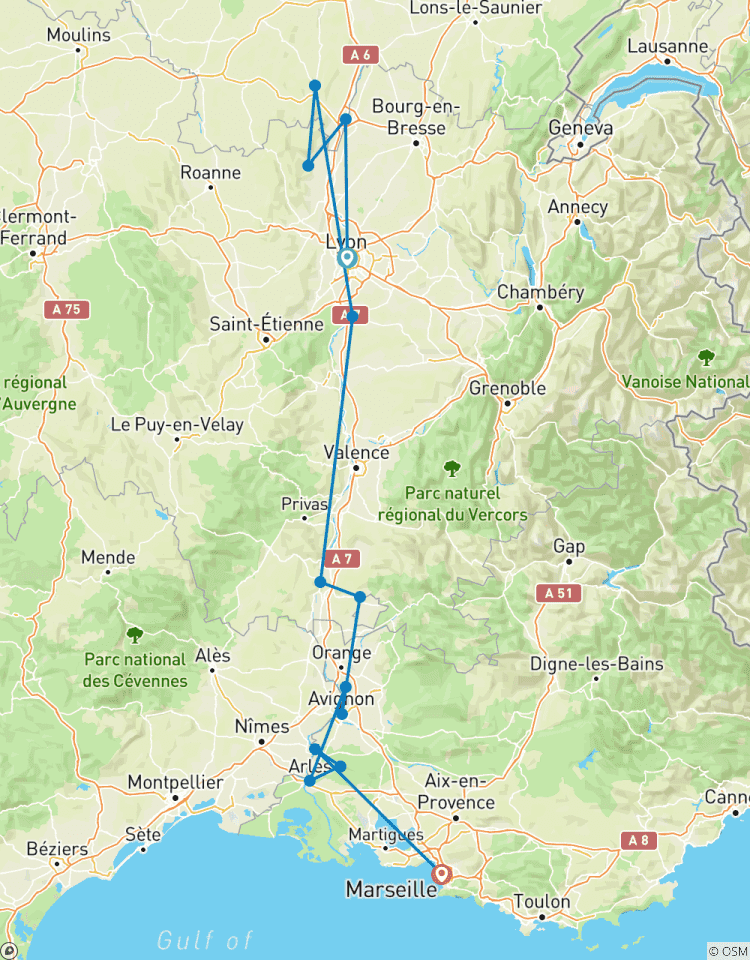 Circuito Idílico Ródano 2026 - 8 Días (from Lyon to Marsella)