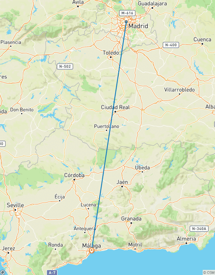 7 jours Madrid et Malaga en train circuit