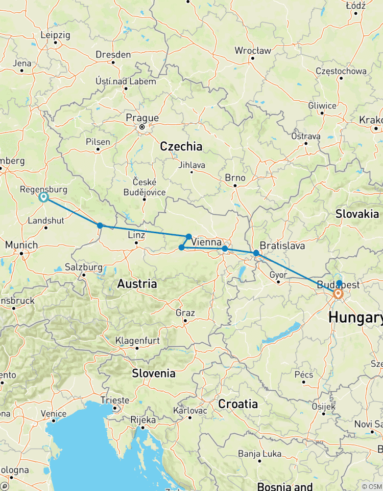 Danube Delights 2026 - 8 Days (from Regensburg to Budapest) Tour