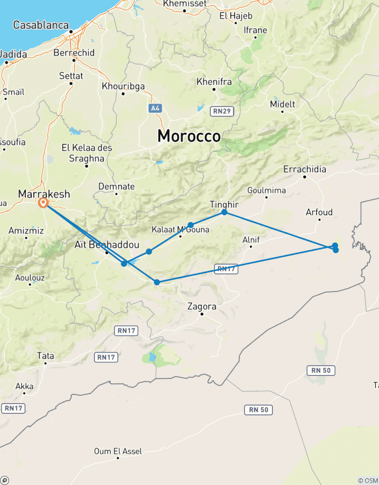 Circuit de 3 jours au Sahara marocain : de Marrakech aux dunes de Merzouga et à un campement de luxe dans le désert circuit