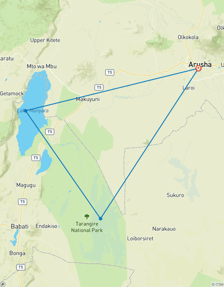 Circuito Safari presupuestado de 3 días en Tanzania (Tarangire, Ngorongoro y Parque de las Serpientes Meserani)