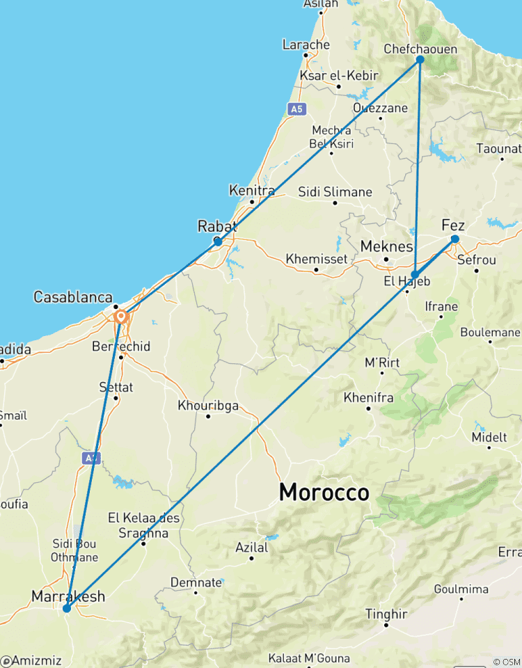Circuit de 9 jours au Maroc au départ de Casablanca : villes impériales, camp de luxe dans le désert et Maroc circuit