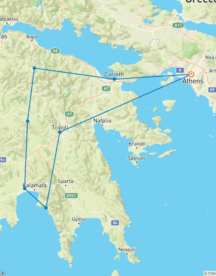 Aventure familiale dans le Péloponnèse circuit