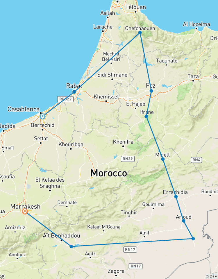 Morocco 5 Days Tour From Casablanca to Marrakech Tour