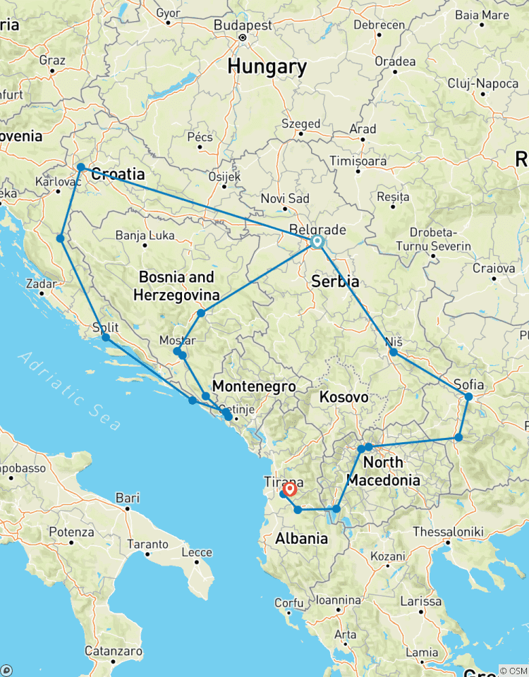 Les Balkans et l\'Adriatique : Sept sites classés au patrimoine mondial de l\'UNESCO - 14 jours circuit