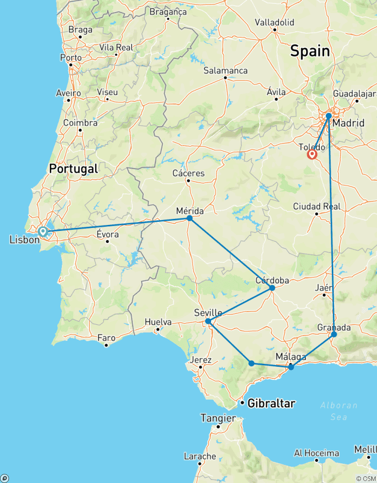 Circuit de 10 jours en Andalousie, sur la Costa del Sol et à Tolède circuit