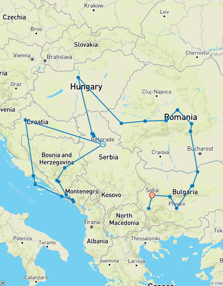 Grand voyage dans les Balkans : 7 pays - 21 jours circuit