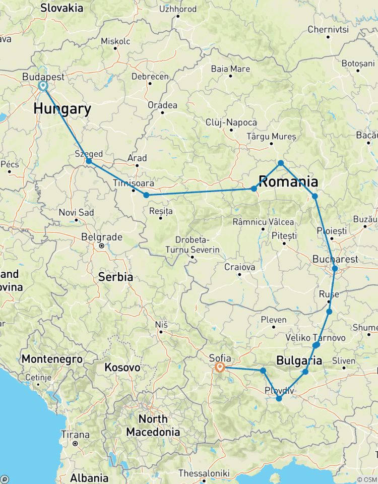 Capitales de la Hongrie, de la Roumanie et de la Bulgarie - 12 jours circuit