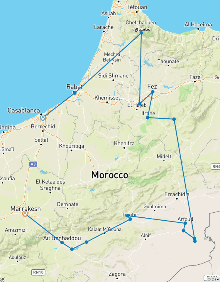 Circuit de 7 jours au Maroc impérial et saharien de Casablanca à Fes circuit