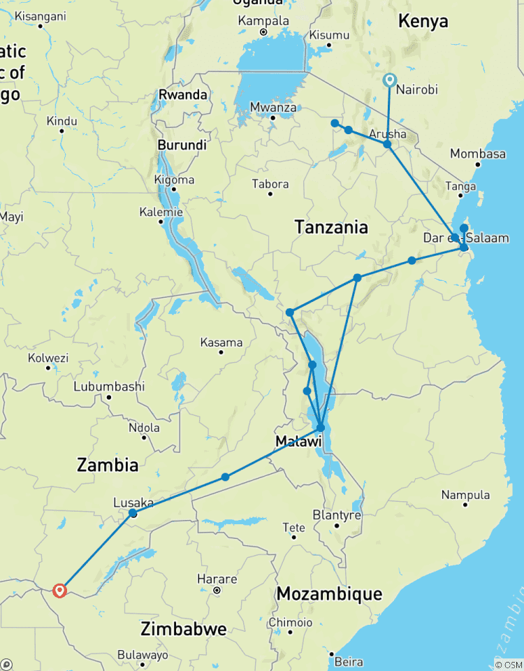 Nairobi to Zambia (Accommodated) - 21 days Tour