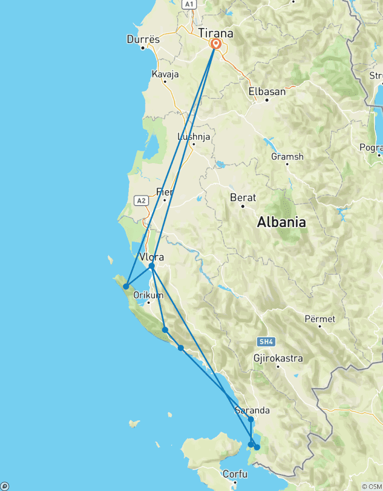 Circuito Desde Tirana, excursión de 8 días: Viaje Completo Riviera Albanesa: Vlora, Gjipe, Parque Nacional de Llogara, Castillo de Lekuras, Islas Ksamil, Parque Nacional de Butrint, Isla de Sazan- Península de Karaburun