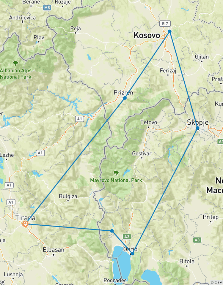 Circuito Desde Tirana, excursión de 3 días: Albania, Macedonia y Kosovo