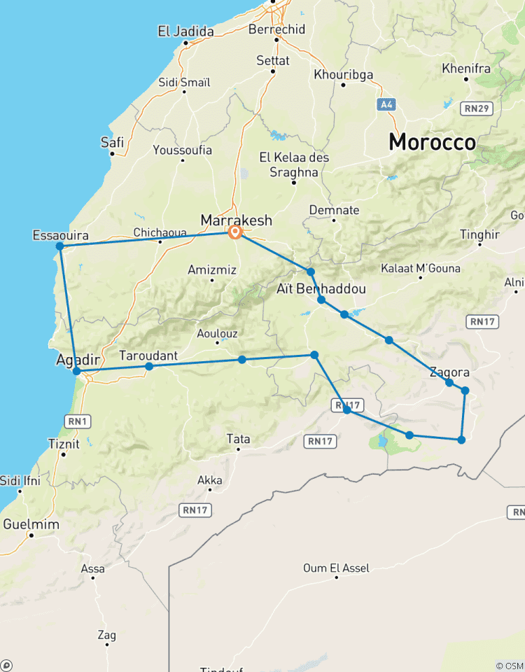 Marokko Glänzbis (Südosten und Atlantik 7 Tage) Rundreise