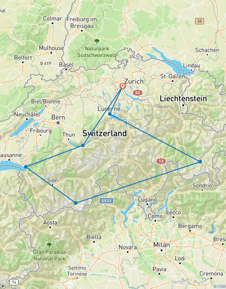 Swiss Alps W/Bernina & Glacier Express Routes Tour