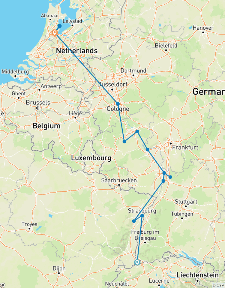 Klassische Rheinkreuzfahrt (Basel - Amsterdam) (15 Destinationen) Rundreise