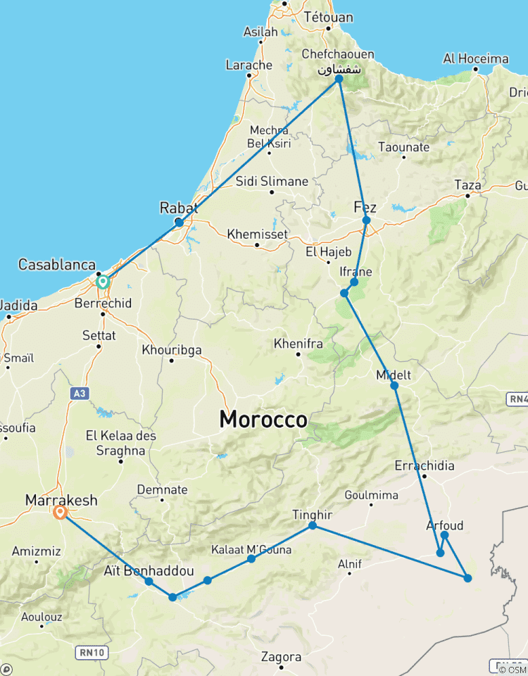 10 Tage Reise durch Marokko - Sahara-Wüste & Atlasgebirge Abenteuer Rundreise