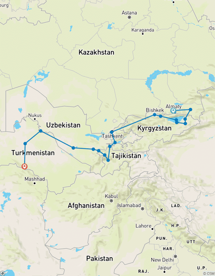 De ultieme reis door de 5 Stans – Kazachstan, Kirgizië, Tadzjikistan, Oezbekistan & Turkmenistan – ontdek Centraal-Azië in 16 dagen-rondreis