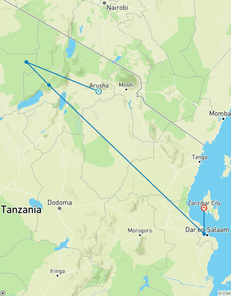 Tanzania naar Zanzibar: Wit zand & de wildernis (9-dagen)-rondreis