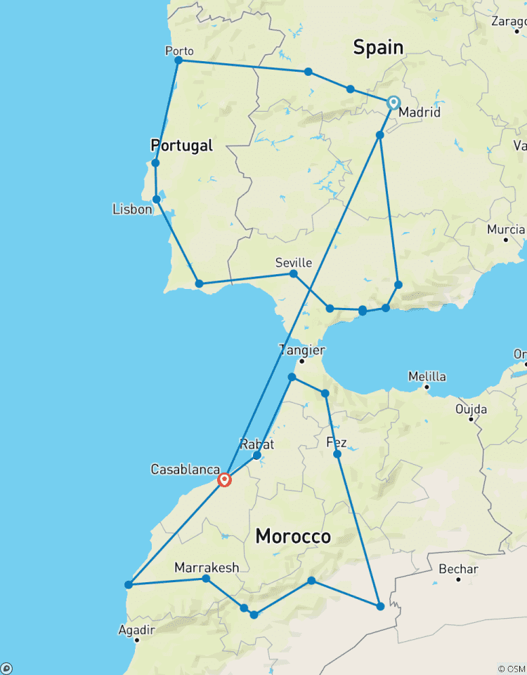 Le meilleur de l\'Espagne, du Portugal et du Maroc circuit