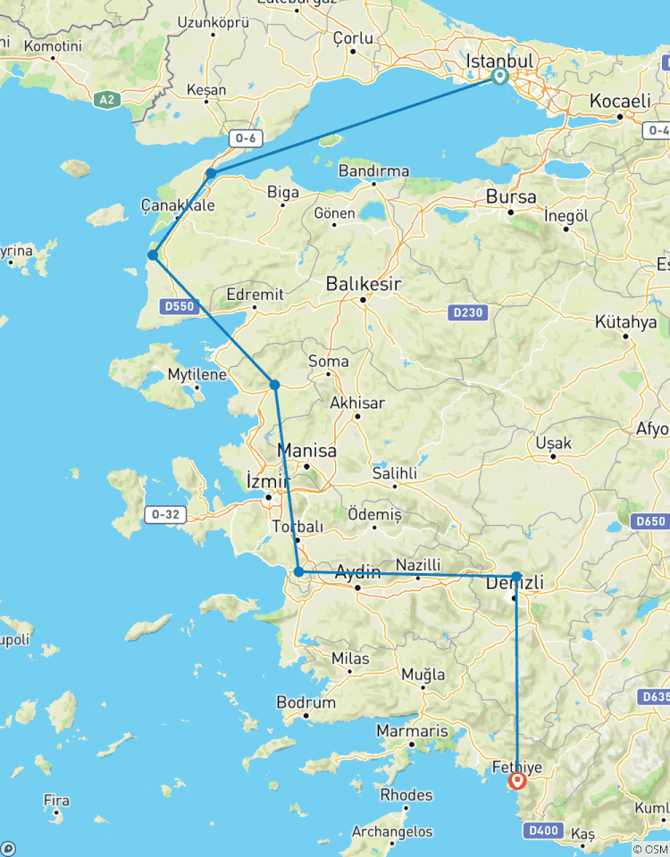 6 DAYS - Turkey Tour (Istanbul, Gallipoli, Troy, Pergamon, Ephesus, Pamukkale, Fethiye) : From Istanbul to the Turquoise Coast Tour