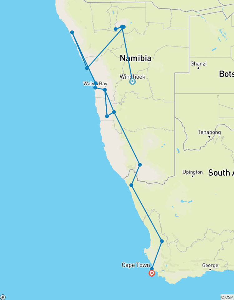 Kap Namibia Route Rundreise