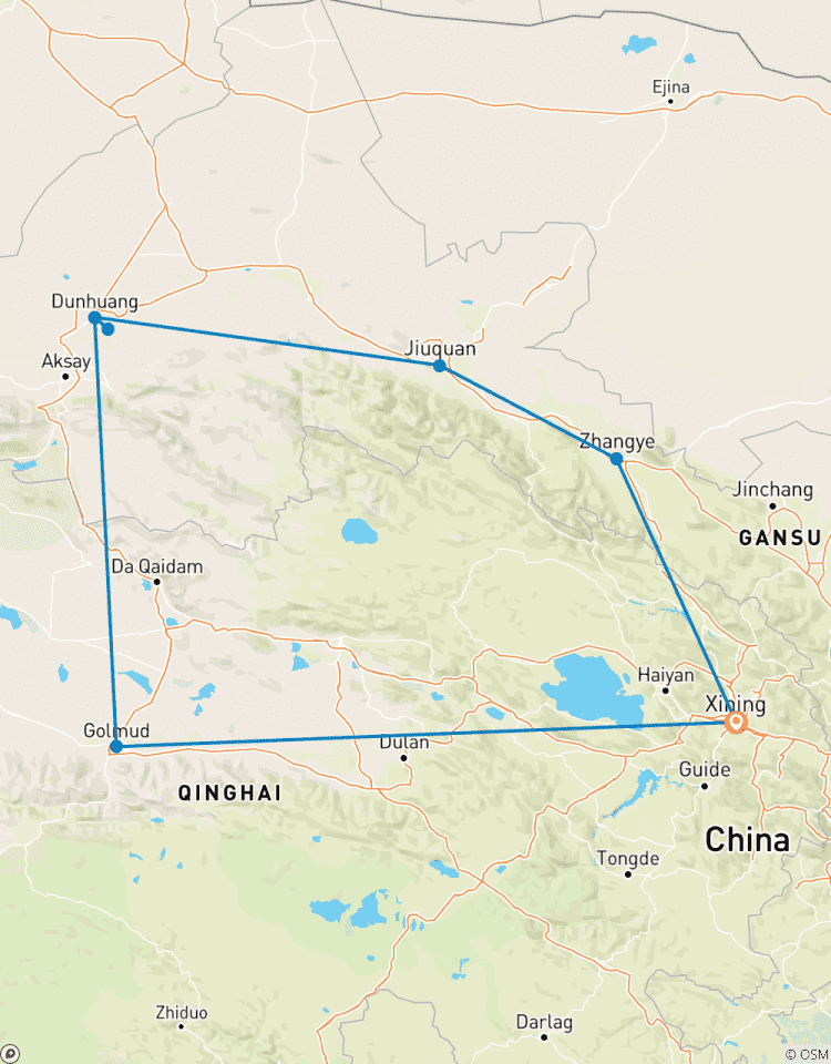 Zijderoute 10D Groepsreis: Xining, Chaka, Golmud, Dunhuang, Jiayuguan, Zhangye, Xining-rondreis