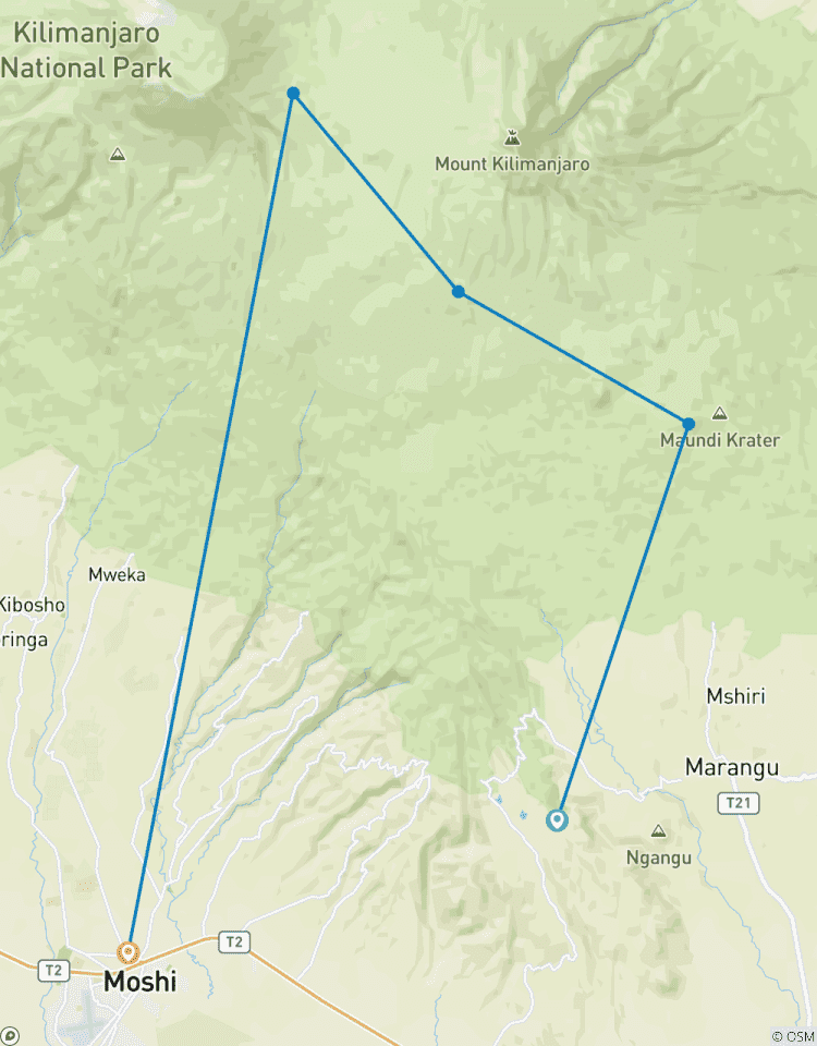 Kilimanjaro Beklimming -Marangu Route 5 dagen 4 Nachten-rondreis