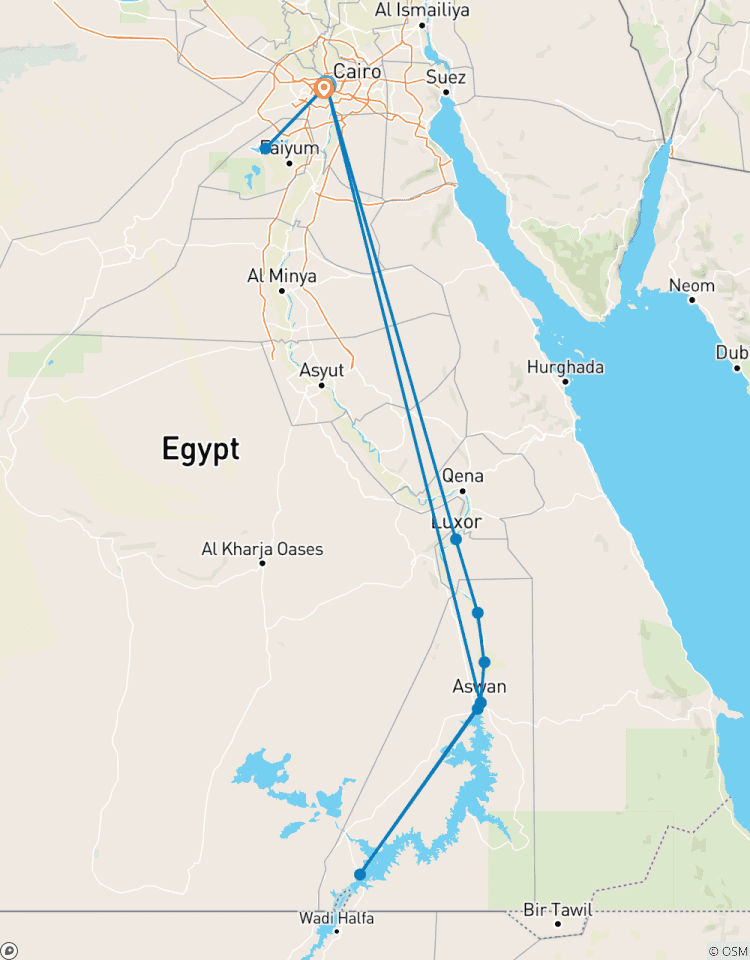 9 Dagen ( Piramides van Gizeh , GEM Museum , Woestijnavontuur , Aswan - Abu Simbel , Nijlcruise - Luxor ) & Rondreis met slaaptrein-rondreis