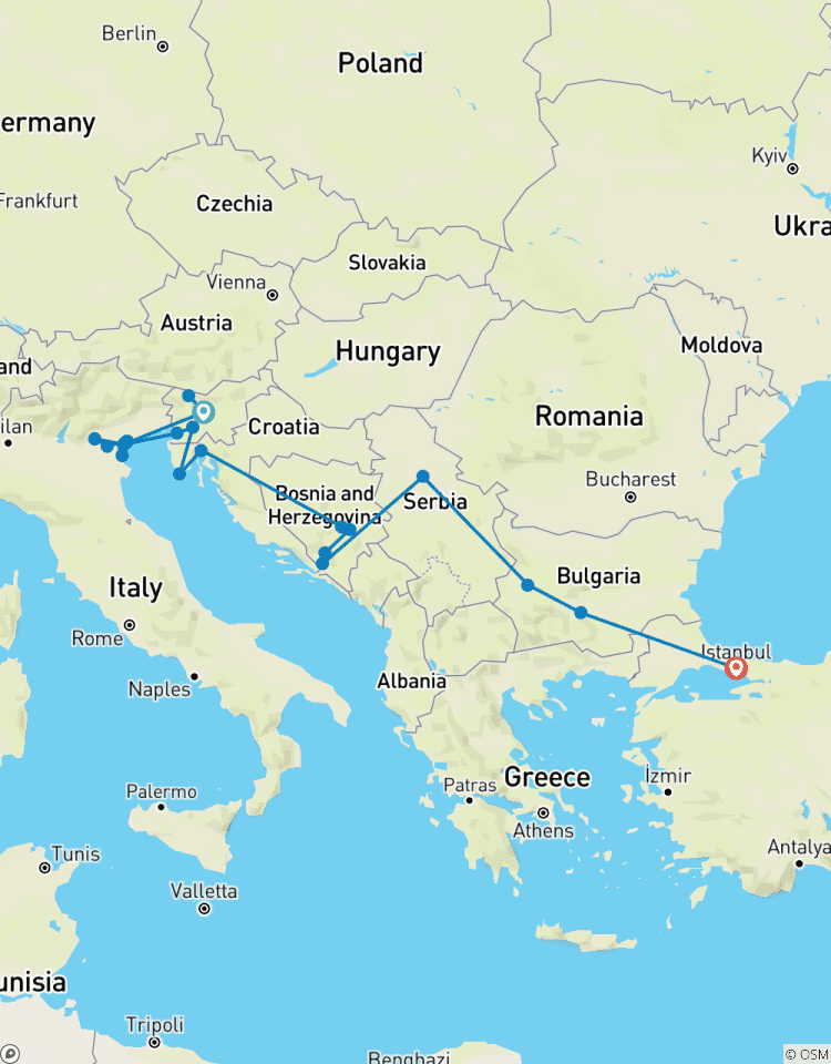 Croisière et train : Slovénie, Venise, Istanbul et les Balkans (2026) (Ljubljana à Istanbul, 2026) circuit