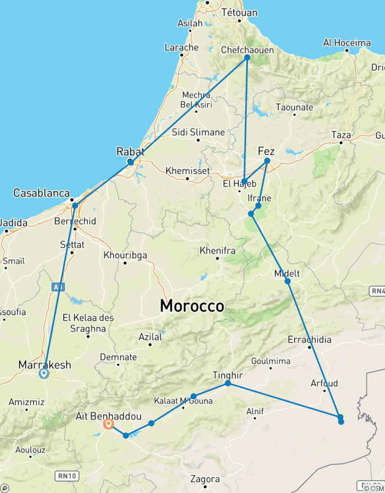 Private 8-tägige Marokko-Tour ab Marrakesch durch die Sahara, Fès und Chefchaouen Rundreise