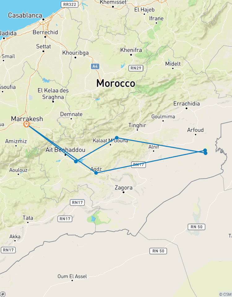 Private 5- Tage-Reise Sahara Outdoor-Erlebnis ab Marrakesch / 4 Sterne Hotel / Luxus-Camp Rundreise